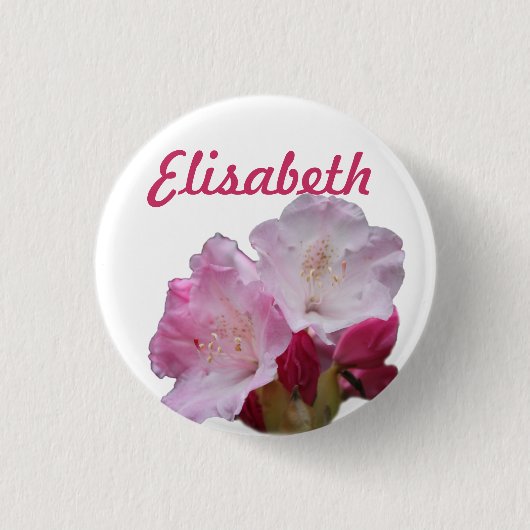 Schaltfläche für den Namen der rosa Rhododendron-B Button (Vorderseite)