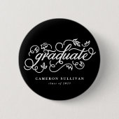 Schaltfläche für den schwarzen Whimsical-Floral-Sc Button (Vorderseite)