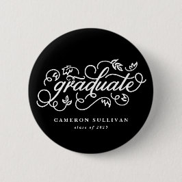 Schaltfläche für den schwarzen Whimsical-Floral-Sc Button