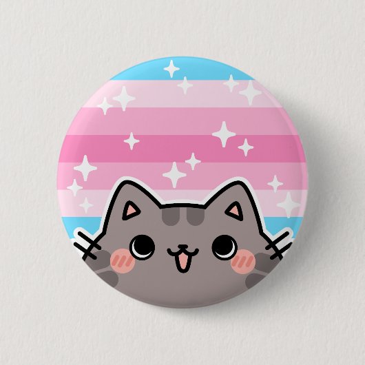 Schaltfläche für die Feminine LGBT-Flag-Katze Button (Vorderseite)