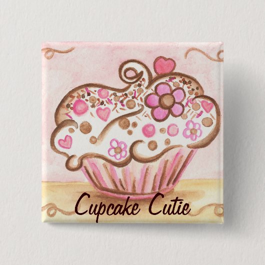 Schaltfläche für die rosa Cupcake-Süsse Button (Vorderseite)