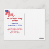 Schaltfläche für die Wahl auf amerikanischer Flagg Postkarte (Rückseite)