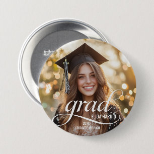 Schaltfläche für elegantes White Script Grad-Foto Button