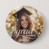 Schaltfläche für elegantes White Script Grad-Foto Button (Vorderseite)
