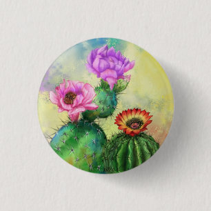 Schaltfläche für lila rosa rote Kaktus-Blume Button
