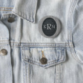 Schaltfläche für Monogram-Initials Schwarzes Flora Button (Beispiel)