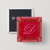 Schaltfläche für Sweet Pinks Lace Monogram Button (Vorne & Hinten)