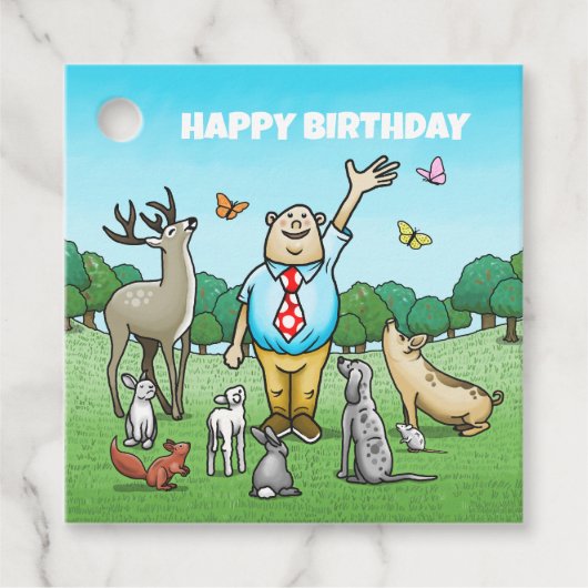 Schaltfläche "Geburtstagspartei der Tiere" Geschenkanhänger (Vorderseite)