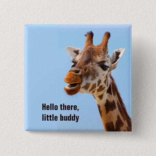 Schaltfläche Giraffe Portrait mit anpassbarem Text Button (Vorderseite)