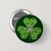 Schaltfläche Glitzer Kleeblatt und Blume Button (Vorne & Hinten)