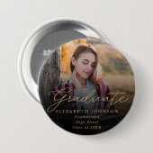 Schaltfläche "Gold Modern Script Foto Graduate" Button (Vorne & Hinten)