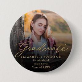 Schaltfläche "Gold Modern Script Foto Graduate" Button