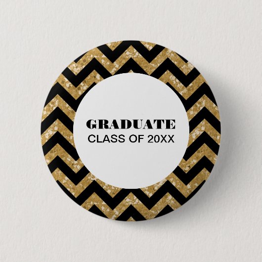 Schaltfläche "Gold Zickzack Glitzer Abschluss" Button (Vorderseite)