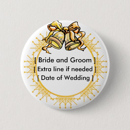 Schaltfläche: Golden Weddiing Bells - Individuell  Button (Vorderseite)