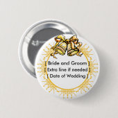 Schaltfläche: Golden Weddiing Bells - Individuell  Button (Vorne & Hinten)