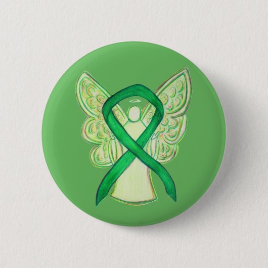 Schaltfläche "Green Awareness Ribbon Angel Art" Button (Vorderseite)