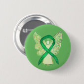 Schaltfläche "Green Awareness Ribbon Angel Art" Button (Vorne & Hinten)