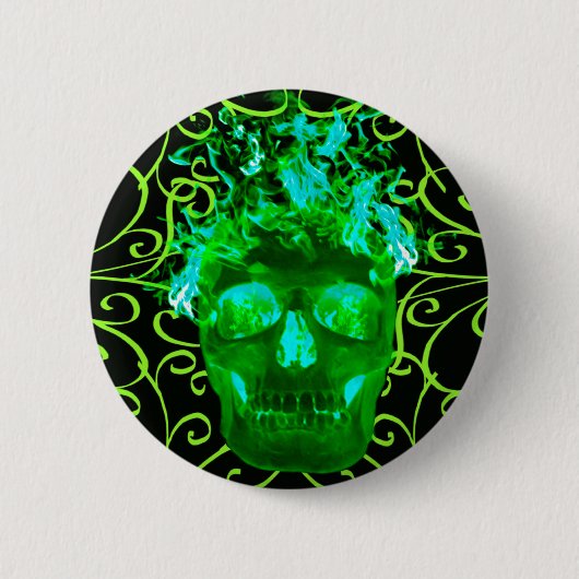 Schaltfläche "Green Flam Skull" Button (Vorderseite)