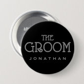 Schaltfläche "Groove Silver Imitats Glitzer Name T Button (Vorne & Hinten)