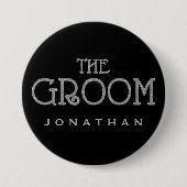 Schaltfläche "Groove Silver Imitats Glitzer Name T Button (Vorderseite)