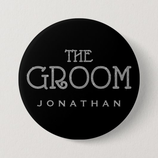 Schaltfläche "Groove Silver Imitats Glitzer Name T Button (Vorderseite)