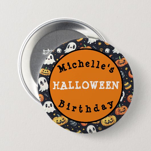Schaltfläche Halloween Pumpkin & Ghost Button (Vorne & Hinten)