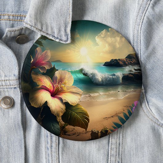 Schaltfläche hawaiianische exotische Blume Button (Beispiel)