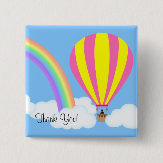 Schaltfläche "Heißluftballon" - Blauer Hintergrund Button (Vorderseite)