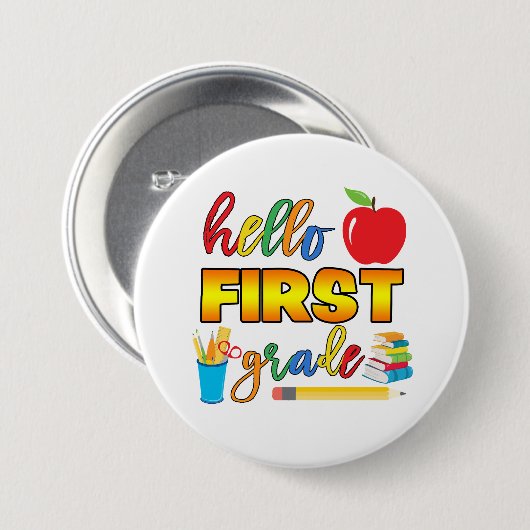 Schaltfläche "Hello First Grade" Button (Vorne & Hinten)