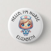Schaltfläche Hello Im Nurse (Name hinzufügen) Pers Button (Vorderseite)
