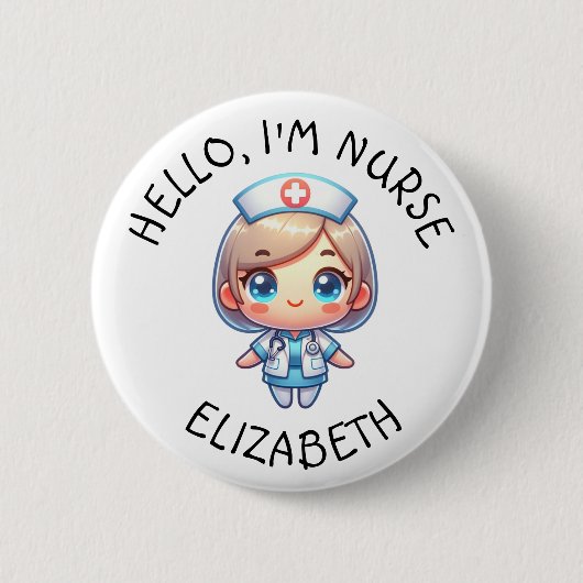 Schaltfläche Hello Im Nurse (Name hinzufügen) Pers Button (Vorderseite)