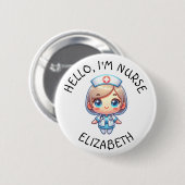 Schaltfläche Hello Im Nurse (Name hinzufügen) Pers Button (Vorne & Hinten)