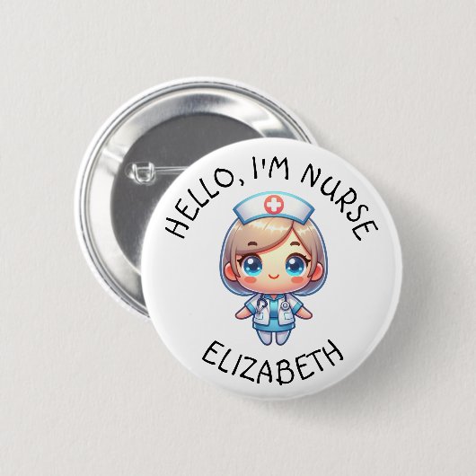 Schaltfläche Hello Im Nurse (Name hinzufügen) Pers Button (Vorne & Hinten)