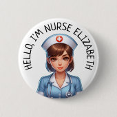 Schaltfläche Hello Im Nurse (Name hinzufügen) Pers Button (Vorderseite)