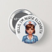 Schaltfläche Hello Im Nurse (Name hinzufügen) Pers Button (Vorne & Hinten)