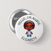 Schaltfläche Hello Im Nurse (Name hinzufügen) Pers Button (Vorne & Hinten)