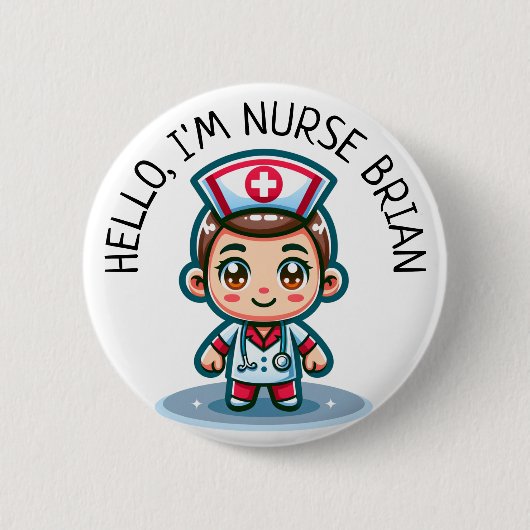 Schaltfläche Hello Im Nurse (Name hinzufügen) Pers Button (Vorderseite)