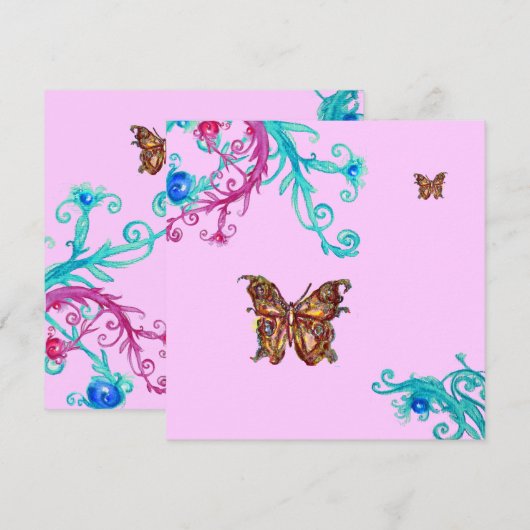 SCHALTFLÄCHE, hellrosa blau Einladung (Vorne/Hinten)