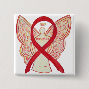 Schaltfläche "Hemophilie Angel Red Awareness Ribbo Button
