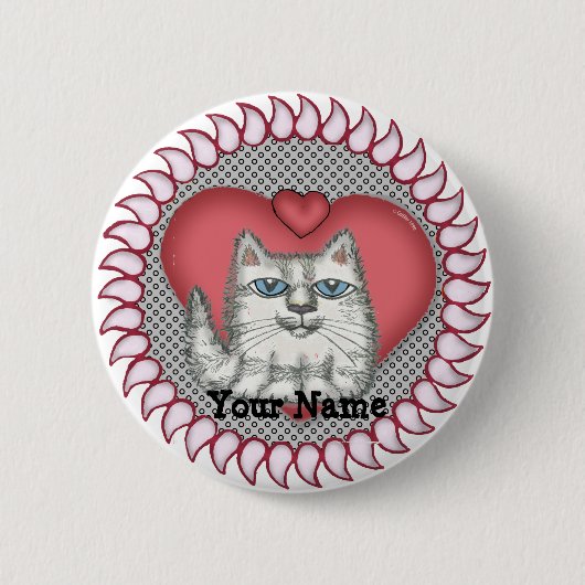 Schaltfläche Herzkatzenkatze Button (Vorderseite)