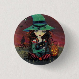 Schaltfläche "Hexe und Schwarze Katze" Button