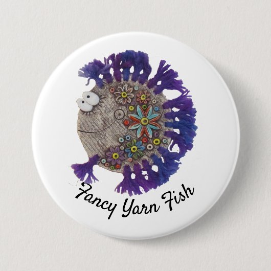 Schaltfläche - Hippy Fish mit Lila Finnen Button (Vorderseite)