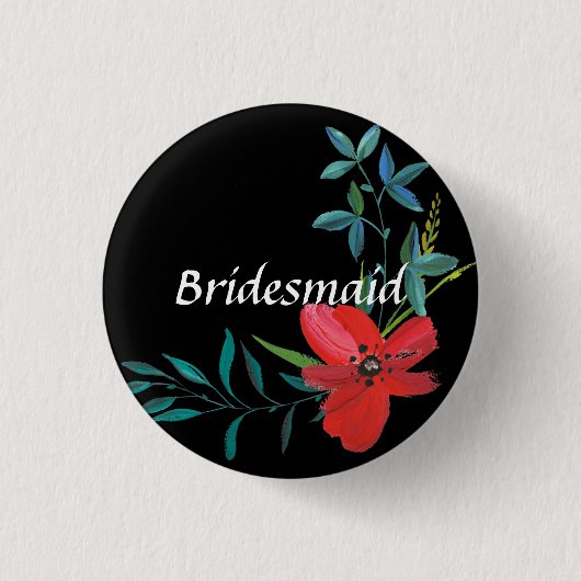 Schaltfläche "Hochzeitrote Blume" Button (Vorderseite)