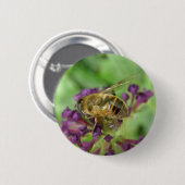 Schaltfläche Honigbiene und violette Blumen Button (Vorne & Hinten)