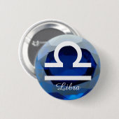 Schaltfläche "Horoskop-Zeichen-Libra-Saphir-Hinter Button (Vorne & Hinten)