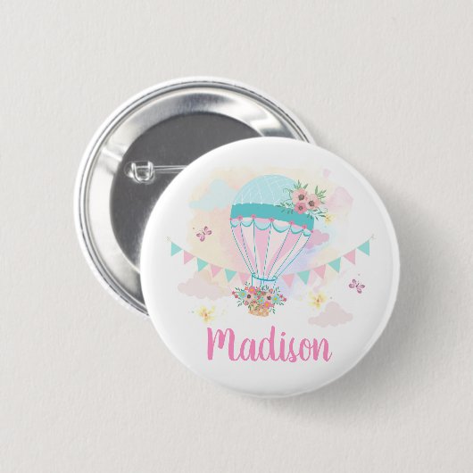 Schaltfläche "Hot Air Balloon Pinback" Button (Vorne & Hinten)