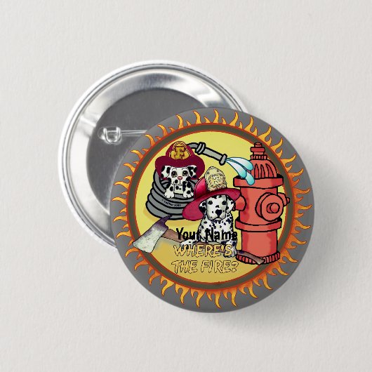 Schaltfläche "Hunde-Feuerwehrleute" Button (Vorne & Hinten)