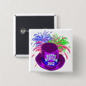 Schaltfläche "Hut und Feuer im neuen Jahr" Button (Vorne & Hinten)