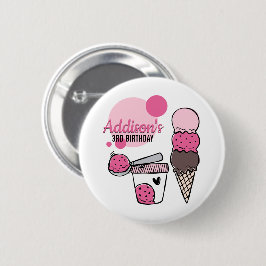 Schaltfläche "Ice Cream Scoop Geburtstagsparty" Button