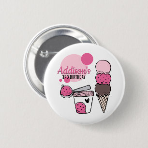 Schaltfläche "Ice Cream Scoop Geburtstagsparty" Button
